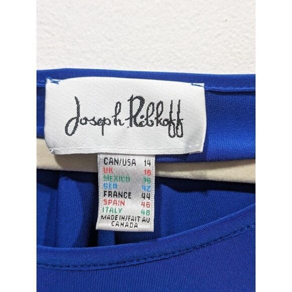 Joseph Ribkoff Blue Jersey Knit Batwing Cutout Sleeves Mini Tunic Dress 14 - Picture 7 of 7